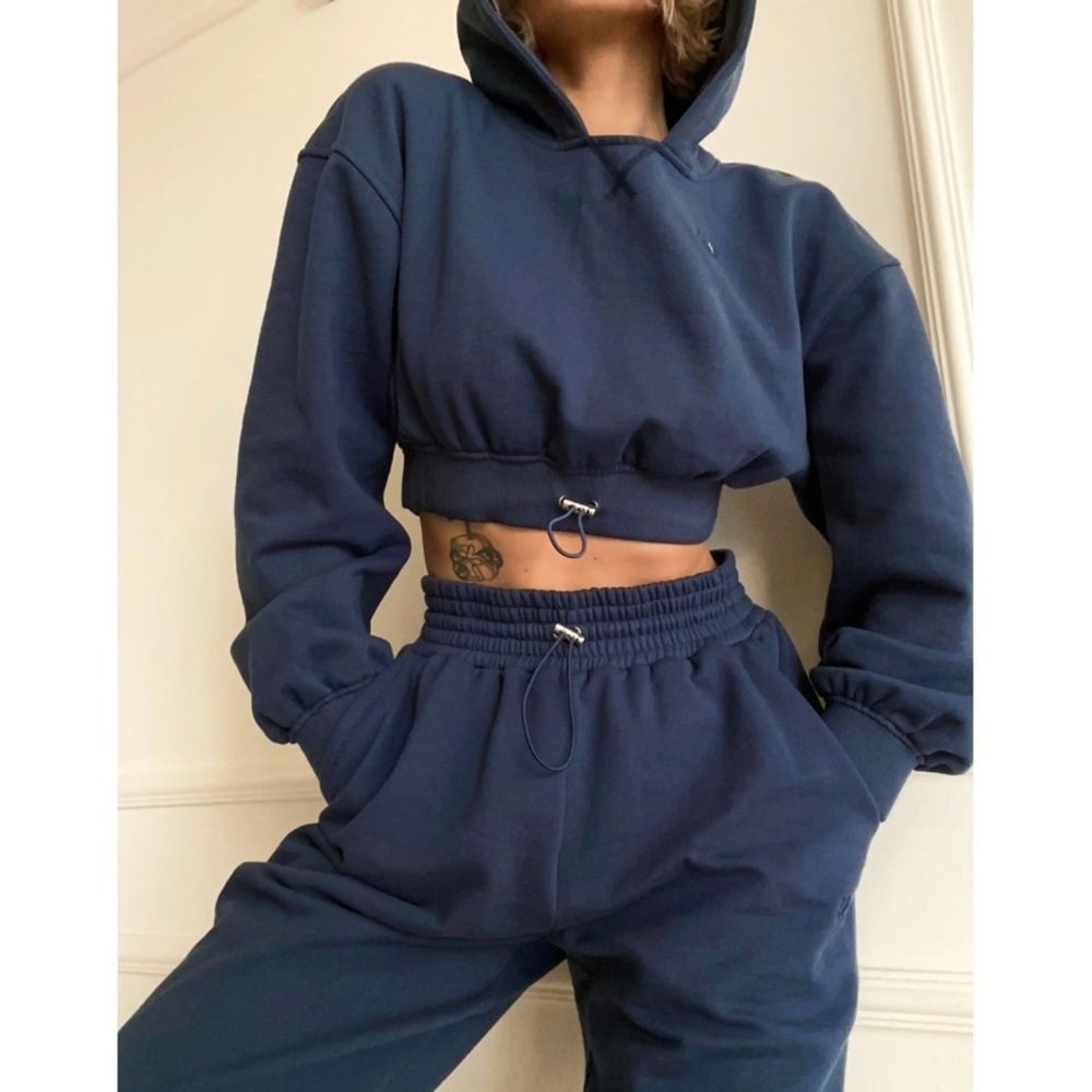 For Love & Lemons Josie Gray Cropped Hoodie Size Small